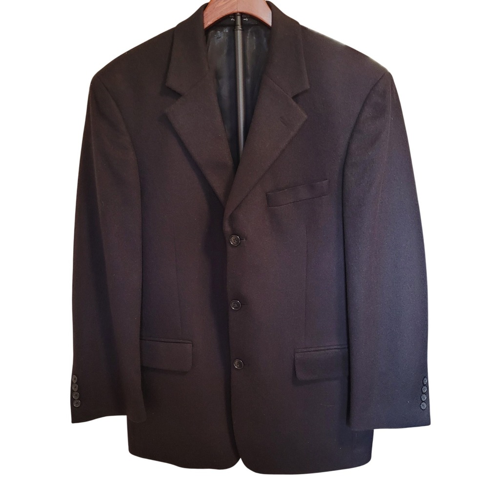 Andrew Fezza Blazer Black 39R 100% Cashmere 3-Button‎ Sport Coat Quiet Luxury